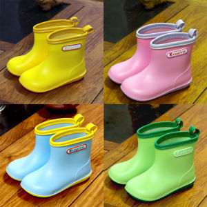 Anti-Slip Wide Head Childrens Rain Boots Boys Girls Baby Shoes Cute Nursery School Kids Water Shoes Comfortable All Season