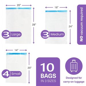 24 Pack Travel Vacuum Storage Bags Hand Roll UP Compression Bags For Clothes amping Essentials Luggage Packing Organizer
