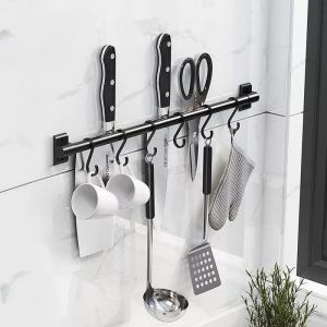 No-drilling Kitchen Hanging Rod Black