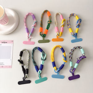 New Colorful Universal Braided Mobile Phone Lanyard Strap Cute Hanging Chain Ring Cord With Patch Wrist Strap Phone Detachable