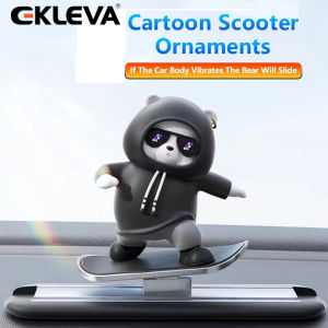 EKLEVA New Upgraded Skateboard Bear Car Ornaments Silent Sliding With Driving Cute Doll Car Dashboard Decoration Multi Color