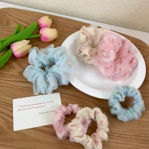 ที่รัดผมผ้าไหมโปร่งบางที่รัดผมสองชั้นสำหรับเด็กผู้หญิงที่รัดผมหวานสำหรับยางรัดผมเครื่องประดับผม