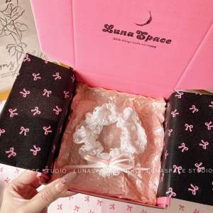 LUNASPACE STUDIO【白月光】温柔田园风柔软蝴蝶结少女方巾大肠发圈Japanese Style Lace Scrunchies