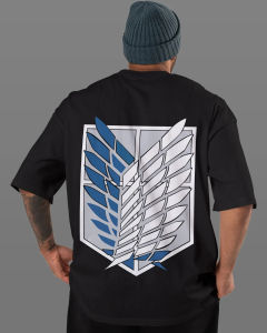 Bandai | Attack on Titan T-Shirt Men Anime Survey Corps Wings of Freedom Graphic Tee Japanese Manga Streetwear Short Sleeve Oversized Top