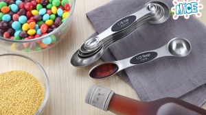 8 Piece Magnetic Stainless Steel Measuring Spoons Set Stackable Dual Sided for Dry and Liquid Ingredients