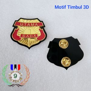 Pin Gada Utama Magnet Akrilik Hitam Motif Timbul 3D