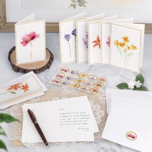 6/12 Pack Blank Greet Cards Elegant Gold Foil Blank Note Cards with Envelopes Blank Greeting Cards Perfect  For All Occasions