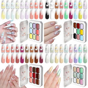 LIMEGIRL 9 ตารางGradientจิตรกรรมเจลQuickแกะสลักเล็บSolidเล็บเจลเล็บDIYการออกแบบสีไล่ระดับสีเล็บ