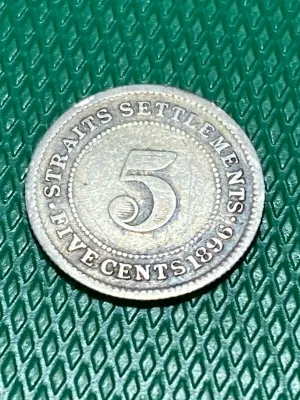 1896 Straits Settlements 5 cents Silver coin