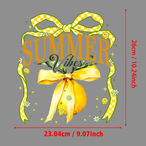 Summer Vibes Lemon Print Iron-On Transfer StickersVinyl Heat Transfer Patches for DIY Clothing Backpack Heat Transfer Film