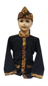 baju pangsi anak laki laki siswa sekolah dasar/stelan seragam pangsi anak TK&SD motif batik leher warna putih dan cokelat