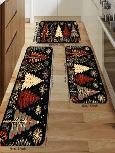VIKAMA Cây Giáng Sinh Thảm Dài Thấm Hút Nhà Bếp Thảm Chùi Chân Polyester Chống Nước Sàn Cho Ghế Sofa Phòng Khách