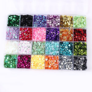 24 สี Bright Sequins รอบ Flatback Confetti Paillettes เย็บชุดแต่งงาน DIY หัตถกรรมอุปกรณ์เสริม