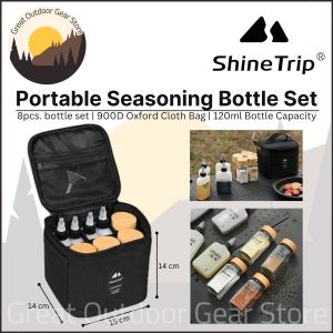 ShineTrip Outdoor Condiments Organizer Container Set Seasoning Bottle Set Spices Storage Bag Camping Cookware