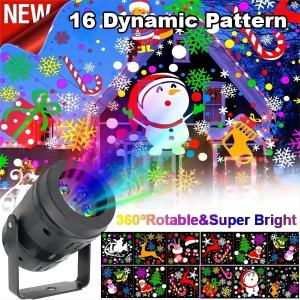 16 Pattern Christmas Projector Lights  Outdoor/Indoor Holiday Projection LED Night Lamp for Home Xmas 2026 New Year Party Decor
