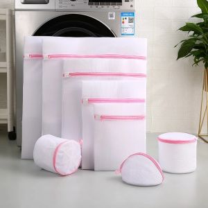【Anti-deformation】60CM Zippered Mesh Laundry Wash Bags Clothes Washing Machine Laundry Bra Aid Lingerie Protection Mesh Net Bag