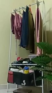 A-Shape Standing Clothes Hanger Cloth Organizer Rack Rak Baju Pakaian Gantung Baju Laundry Garment Drying Shelf Coats Shoe Wardrobe Closet Storage