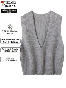 TUCANO | Pure Wool Elegant V-Neck Vest Womens 26