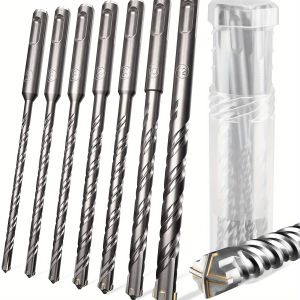 SDS Plus Drill Bit Set 7 Pieces Concrete Drill Bit 160mm (Diameter 5 6 8 10 12mm) Hammer Drill Bit with 4 Cutting Edges