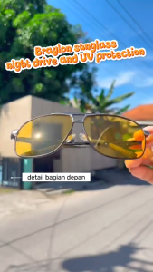 Sunglasses Night Drive Lensa Kuning Kacamata Braylon Polarized Aviator Kotak Anti Silau Frame Titanium Pilot Polaroid Polaris Pria Anti UV 400 Mengemudi night driving