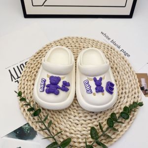 6Pcs Crocs Charms Shoe Decoration Set Resin Purple Doll Bear Detachable Shoe Flower Buckle for Crocs