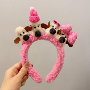 Cute Cartoon Dog Plush Hairband Fresh out Funny Face Makeup Hair Accessory New Style Photo Taking Adorable Forehead Anti-slip Hair Clip