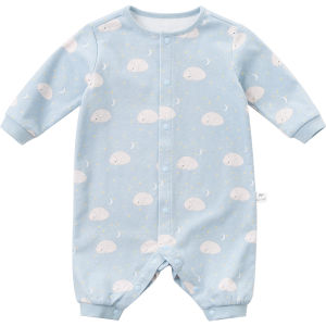 [Pure Cotton] Dave & Bella Baby Clothes Spring and Autumn Baby Baby Pure Cotton Cartoon Print Long Sleeves Jumpsuits