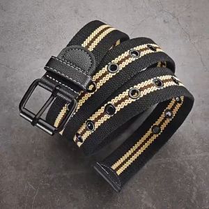 Panda SJK Belts for Men Canvas Tactical Belt Waistband 2024 INS Metal Buckle Pin Big Size Teenage Student Belts Long Black tali pinggang lelaki