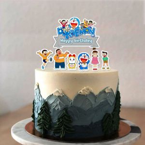 Topper cake Doraemon happy birthday hiasan kue ulang tahun