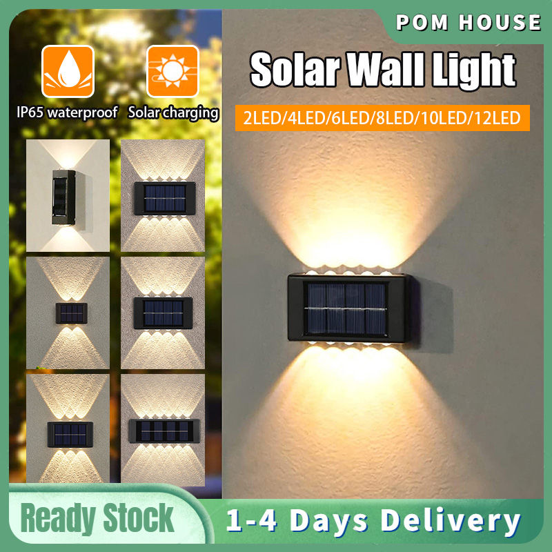 LED Lampu Dinding Solar Luar Lamp Outdoor Waterproof Light Control Wall Lamp Auto ON/OFF Street Lights Up-Down Lighting for Garden Garage for Yard Villa House Taman Fence Street Step Stairs Landscape Decorative Lights 太阳能墙壁灯