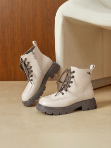 Josiny | White Thick Sole Breathable Martin Boots