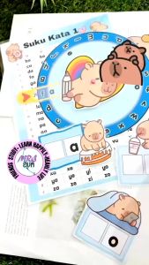 Suku Kata Montessori Wheel (A/I/E/O/U) Capybara | Suku Kata  Bahasa Melayu | Preschool Learning BM