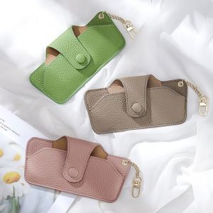 Lightweight Pressure-Resistant Genuine Leather Glasses Bag Simple Sunglasses Storage High-End Fashion