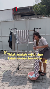 Rak Jemuran Lipat Baju Handuk Sepatu 24Baris+14 Slot 4Susun Dgn Roda Gantungan Pakaian B03A