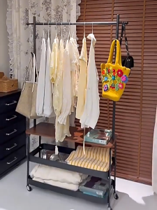 Clothes rack with wheels home bedroom metal clothes drying rack clothes storage rack adjustable