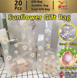 Gift Bag 20pcs Goodies Bag Door Gift Birthday Wedding Party (19) Sunflower Korea Style Tote Snack Baking Cookie Packaging Cake Shop Bread Plastic Bag