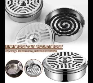 1/3PCS Stainless Steel Mosquito Coil Tray With Cover Portable Mosquito Coil Holder Box Anti-Mosquito Spiral Incense Coil Burner