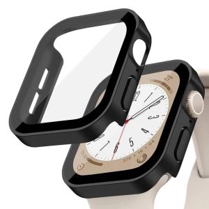 Glass+Case For Apple Watch 7 8 45mm 41mm 49mm 44mm 40mm straight edge Screen Protector Cover Case iWatch 5 SE 6 7 8 9 Ultra 49mm