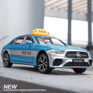 1:24 Scale Benz E300L Taxi Alloy Car Model Diecast Car Sound Light Car Lovers Collection Kids Birthday Gift Metal Boys Toys