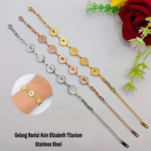 Gelang Rantai Plat Motif Variasi Titanium