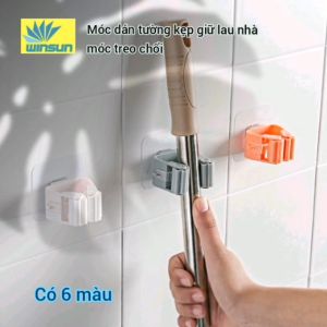 Móc dán tường kẹp giữ lau nhà móc treo chổi / treo chổi chịu lực tốt không thấm nước