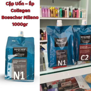 Kem Uốn Ép Collagen Setting Bosecher Milano 1000gr Hỗ Trợ Mở Biểu Bì Tóc  Không Mùi .