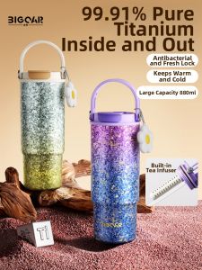 BIGCAR | Titanium Thermal Tumbler Large Capacity with Straw for Cars