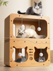 Magnetic Interactive Cat Tree Scratch Post Stand up Cat House One Piece Cat Toy Wear Resistant Fur Friendly Four Season Use