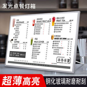 Luminous Menu Display Card Milk Tea Shop Light Box Meal Card a Price List Design Desktop Table Card Bar Advertising Led