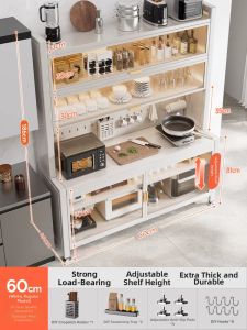 JUMEISHI | Dustproof Kitchen Storage Rack Multilevel Stoneware Plate Microwave Oven