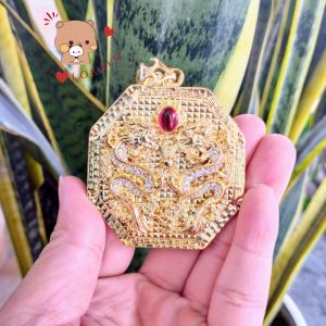 (Có Video) Mặt Dây Chuyền Rồng Nam Song Long Ngậm Ngọc Đỏ Mạ Vàng 24K Cao Cấp - Đeo Như Đại Ca - Đổi Trả Trong 07 Ngày - Lokalo 19922