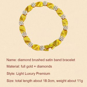 Gold And Diamond Satin Bracelet New Chinese Style Plated Satin Ribbon Bracelet Elegant Versatile Diamond Embedded Fashion Design Hand Jewelry