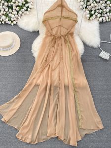 Seaside Holiday Qinghai Xinjiang Ningxia Desert Gobi Trip Shoot Ethnic Style Chiffon Shawl Cape Sun Protective Clothes Coat