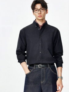 MIANXIANSHENG | Easy-care Ascetic Long Sleeve Shirt Black
